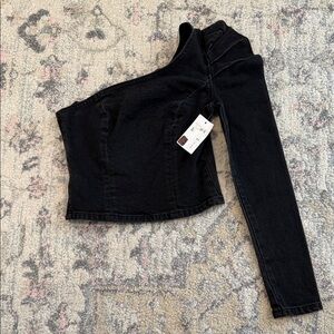 INTERMIX Black One-Shoulder Top